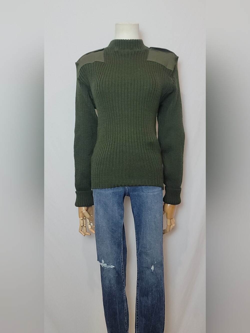 US Marine Corp Isdue Green Wool Commando Sweater, Size 36